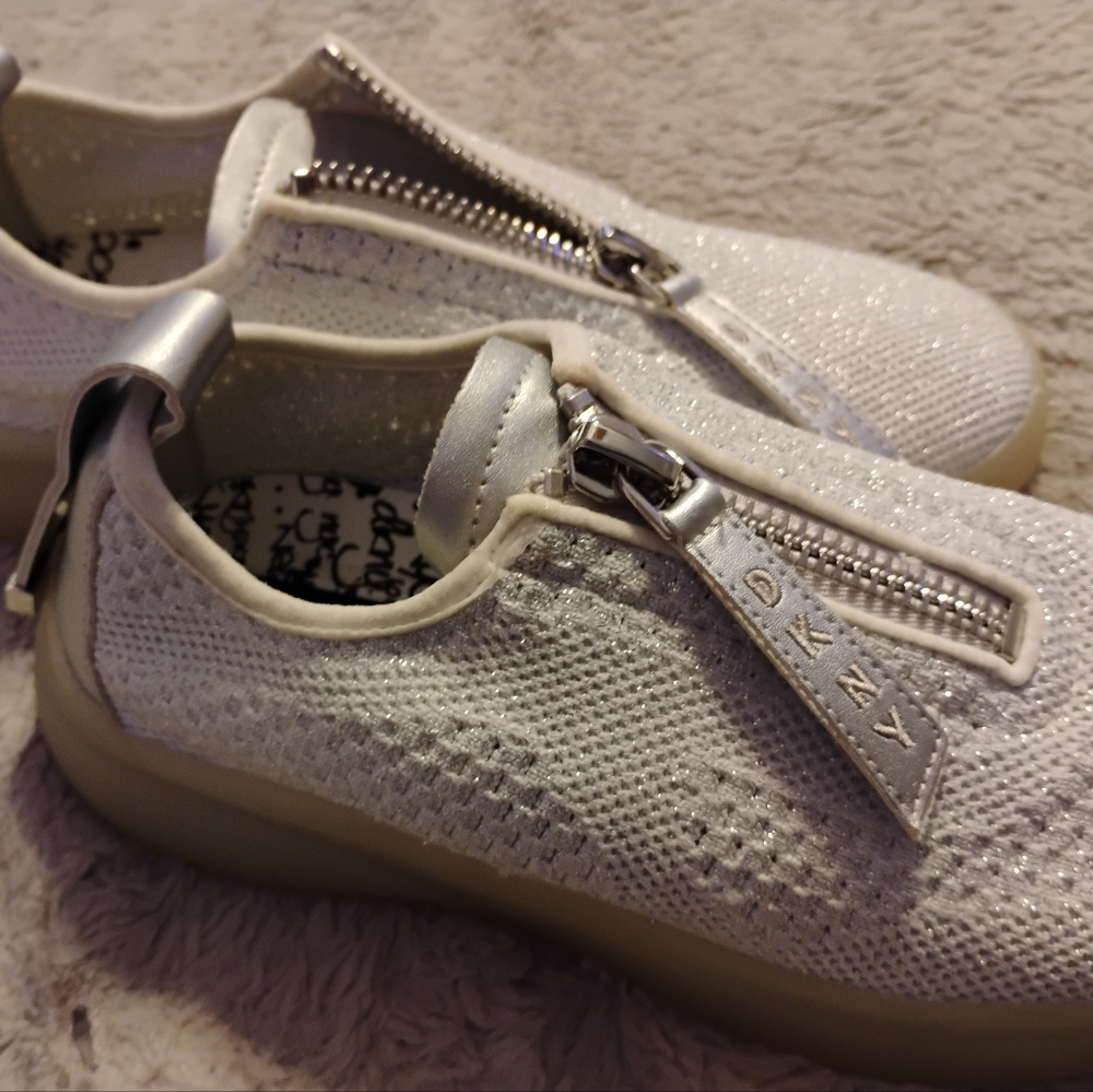 White DKNY Zip up Sneakers